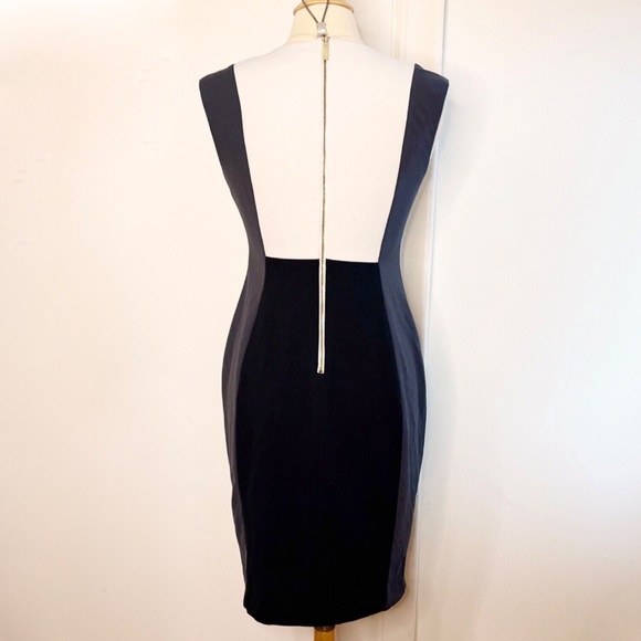 SOLD Calvin Klein Colorblock Sleeveless Sheath Dress Black Gray 6 Small Stretchy - Picture 2 of 8